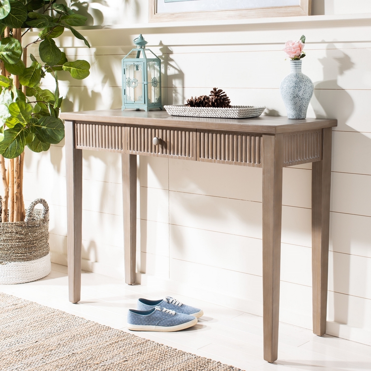 Beale Console With Storage Drawer - Grey - Safavieh - Image 1