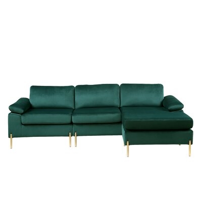 Sydnee 101" Wide Velvet Reversible Sofa & Chaise - Image 0