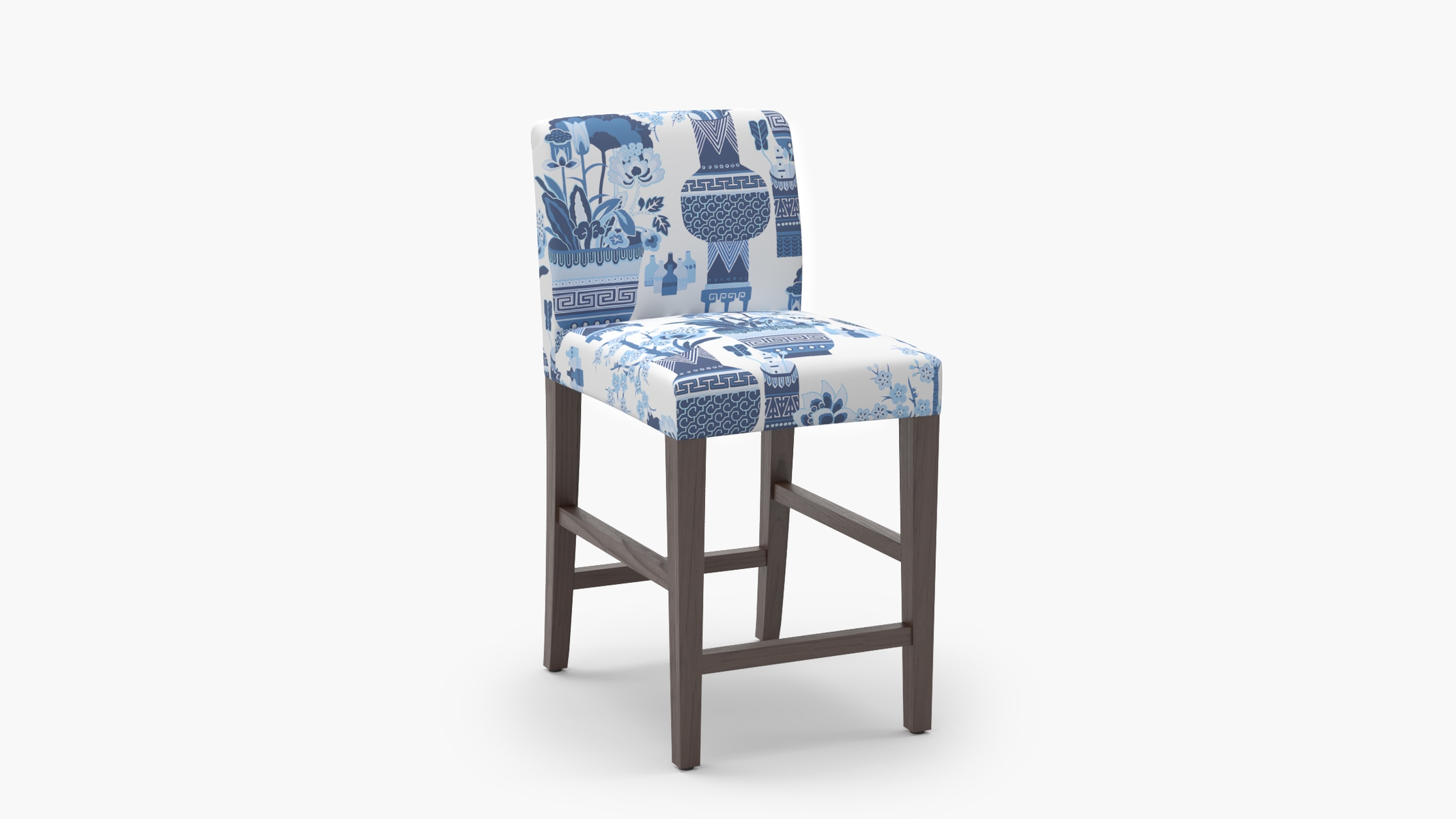 Signature Dining Counter Stool, Delft Kan-Shie, Espresso Square Tapered Leg - Image 1