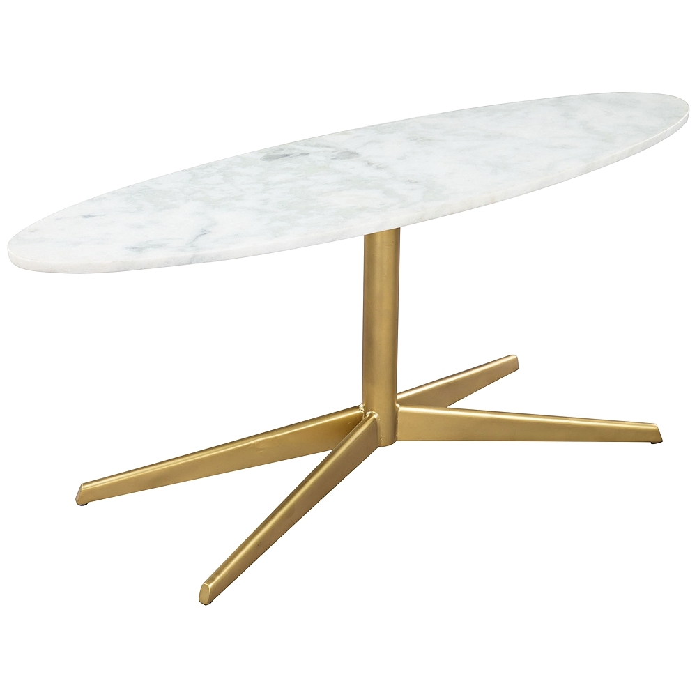Zuo Parker 44" Wide White Marble and Gold Coffee Table - Style # 83J36 - Image 0