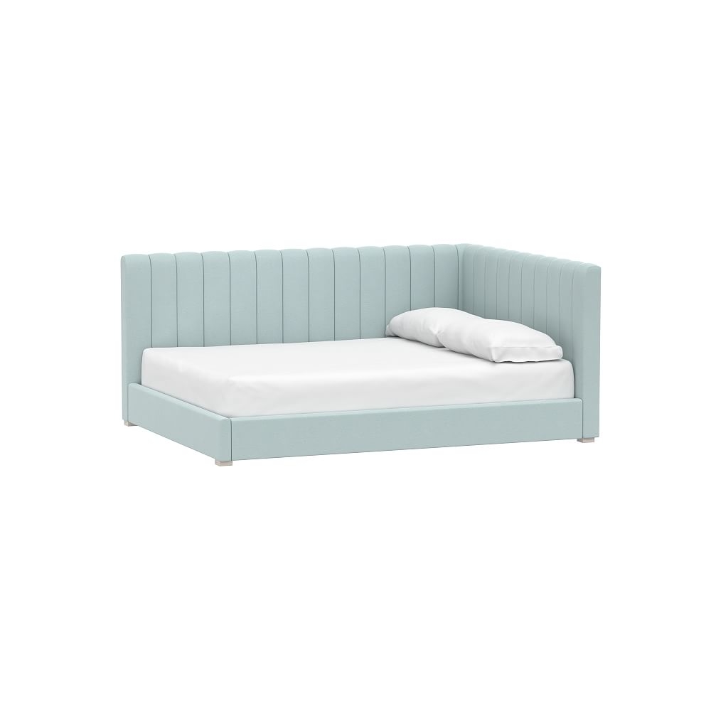 Avalon Upholstered Corner Bed, Full, Chenille Plain Weave Washed Light Pool - Image 0