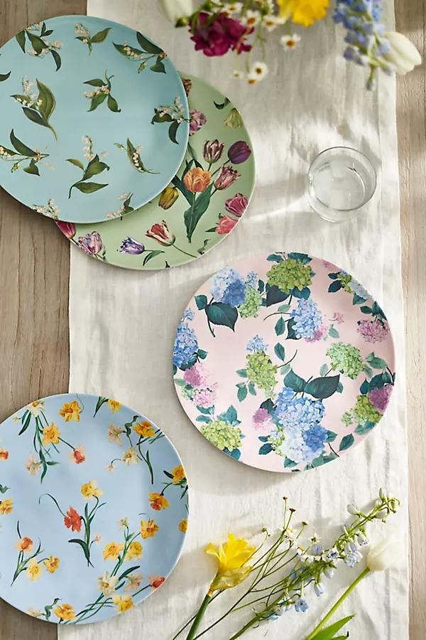 Floral Melamine Dinner Plates, Set of 4 - Image 0