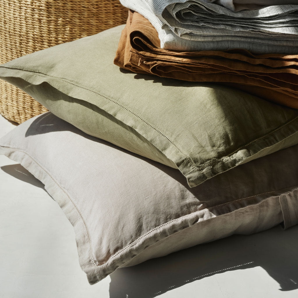 The Citizenry Stonewashed Linen Shams | King Set | Olive - Image 4