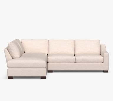Turner Slope Arm Upholstered Left Sofa Return Bumper Sectional, Down Blend Wrapped Cushions, Performance Boucle Pebble - Image 1