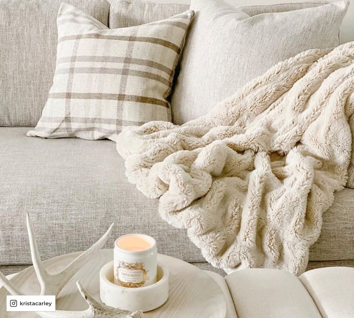 Faux Fur Ruched Throw, Ivory, 50" x 60" - Image 2
