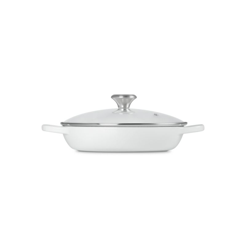 Le Creuset ® 2.25-Qt. White Enameled Cast Iron Braiser with Glass Lid - Image 1