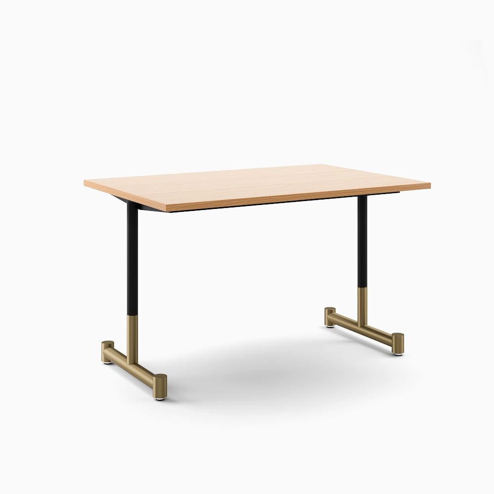 Restaurant Table:Top 32" x 48" Rect: Sand: Dining Ht ADA Base: Bronze/Brass - Image 0