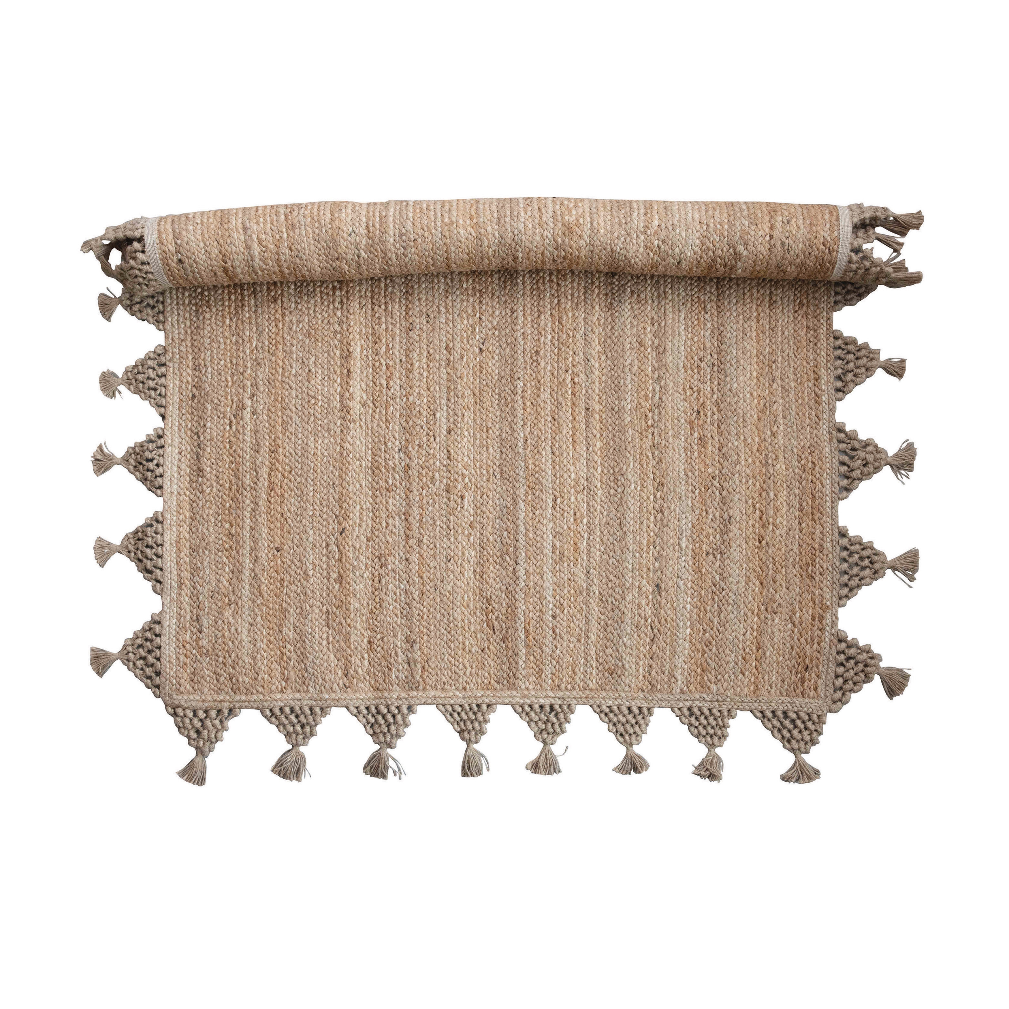 Jute Rug with Braided Tassels, Natural - Image 0
