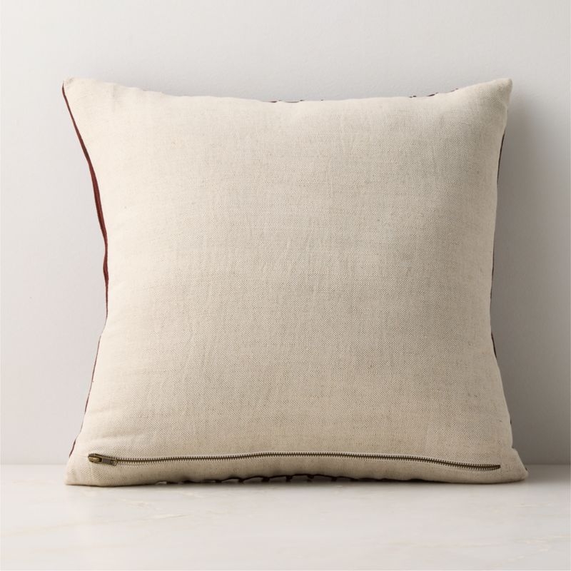 Gathered Dark Red Suede Throw Pillow Cover 20"x20" - Image 1