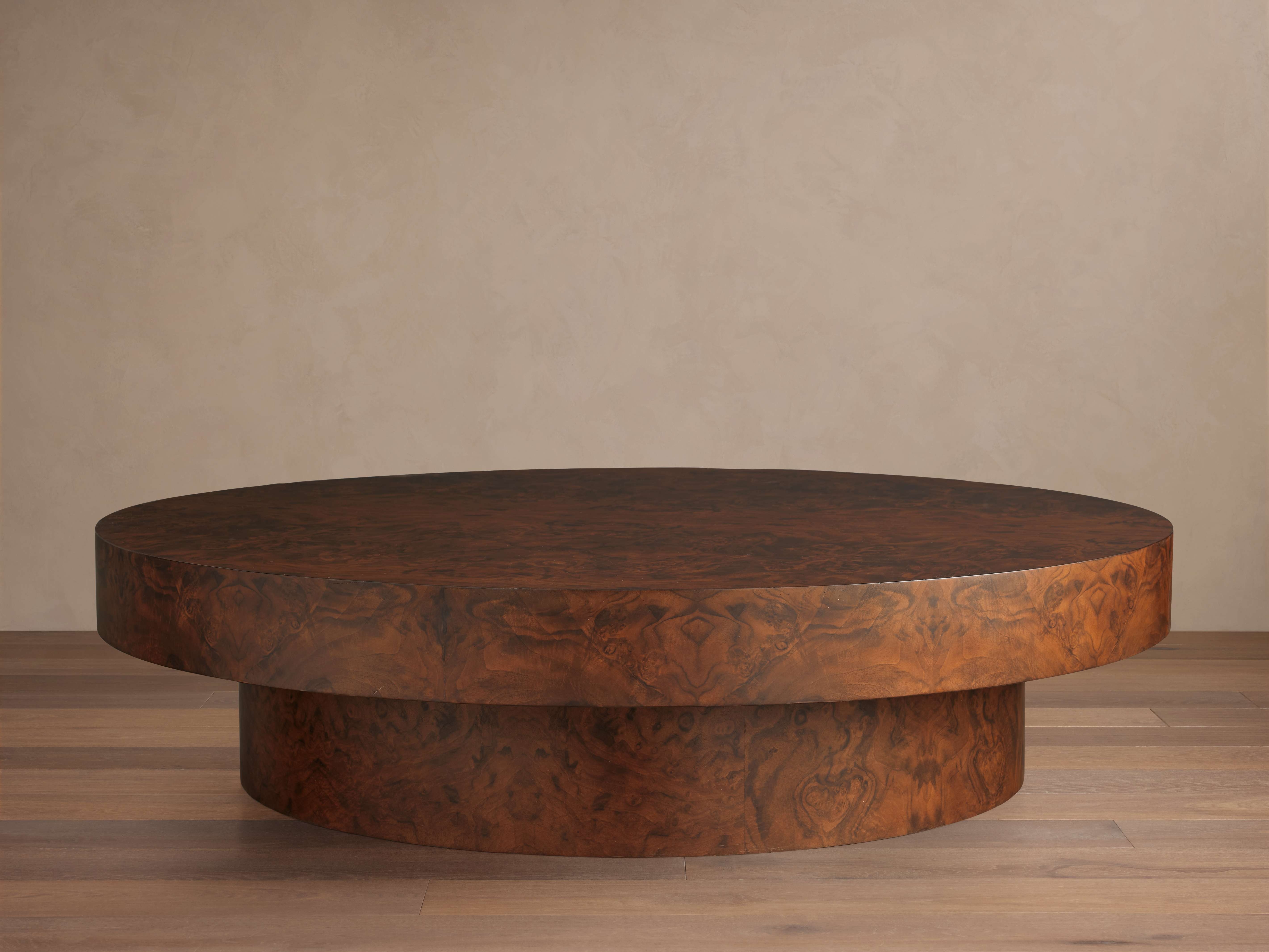 Cinzia Burl Round Coffee Table in Wood Natural  36"/Tall - Image 0