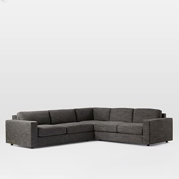 Urban Sectional Set 08: Left Arm 2 Seater Sofa, Corner, Right Arm 3 Seater Sofa, Down Fill, Chenille Tweed, Pewter, - Image 5