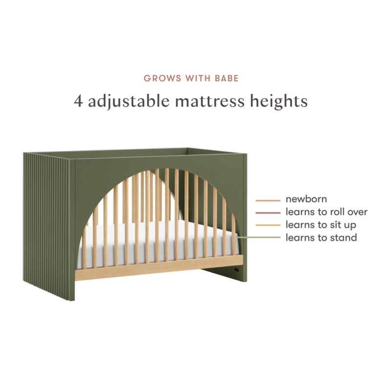 Babyletto Moab Olive Green & Ash Wood 3-in-1 Convertible Baby Crib - Image 3