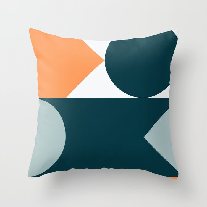 Mid Century Modern Geometric 21 Throw Pillow by The Old Art Studio - Cover (16" x 16") With Pillow Insert - Outdoor Pillow - Image 0