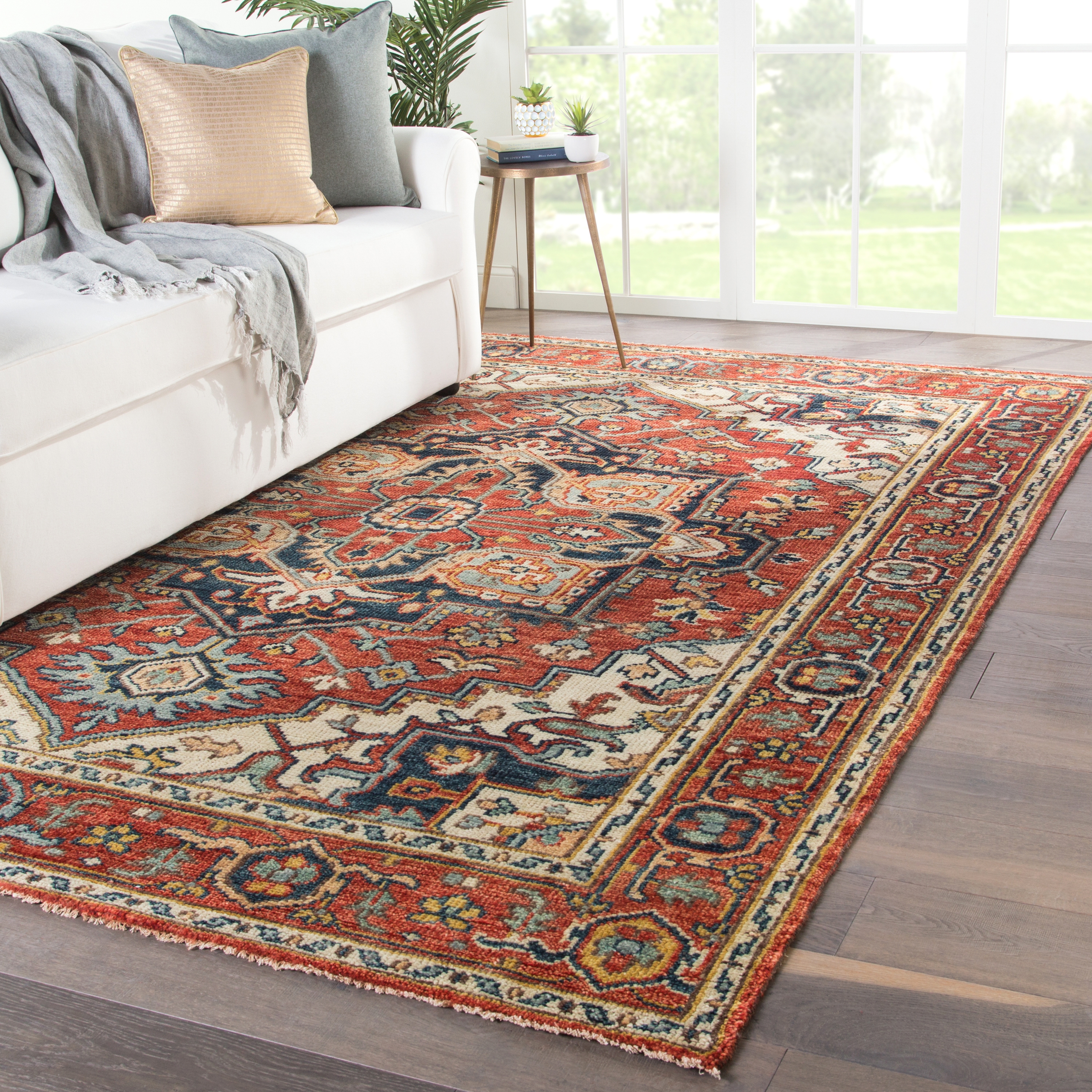 Willa Hand-Knotted Medallion Red/ Multicolor Area Rug (8'6"X11'6") - Image 4