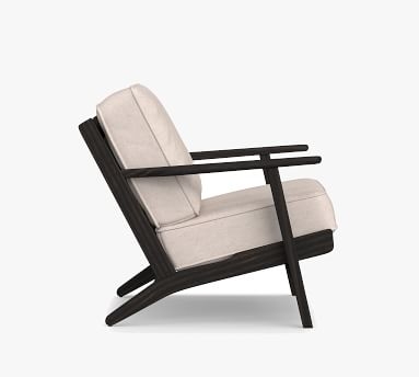 Raylan Upholstered Armchair with Black Finish, Down Blend Wrapped Cushions, Basketweave Slub Ivory - Image 3