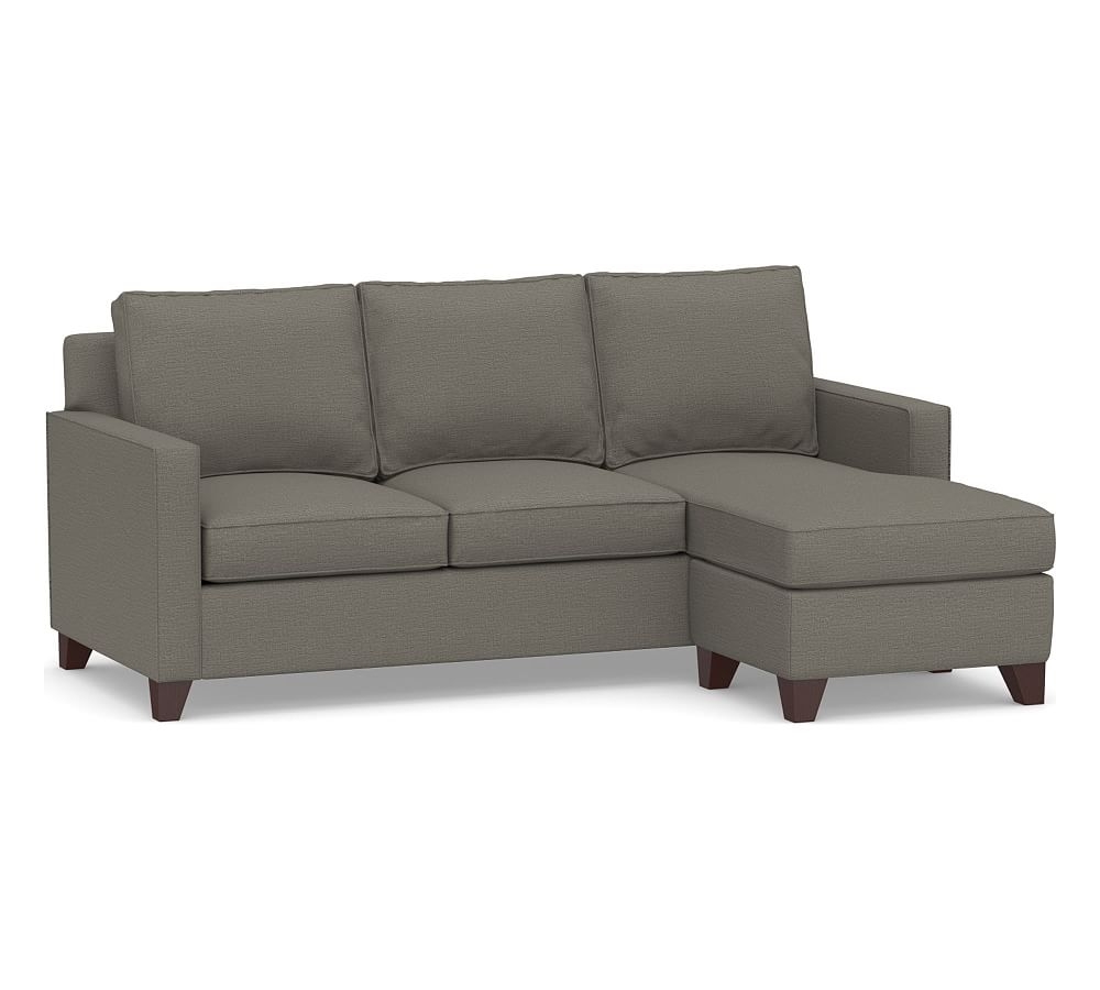 Cameron Square Arm Upholstered Sleeper Sofa with Reversible Storage Chaise Sectional, Polyester Wrapped Cushions, Chunky Basketweave Metal - Image 0