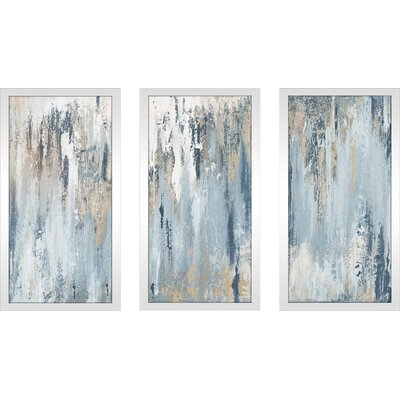 'Blue Illusion' - 3 Piece Picture Frame Painting Print Set on Plastic - Image 0