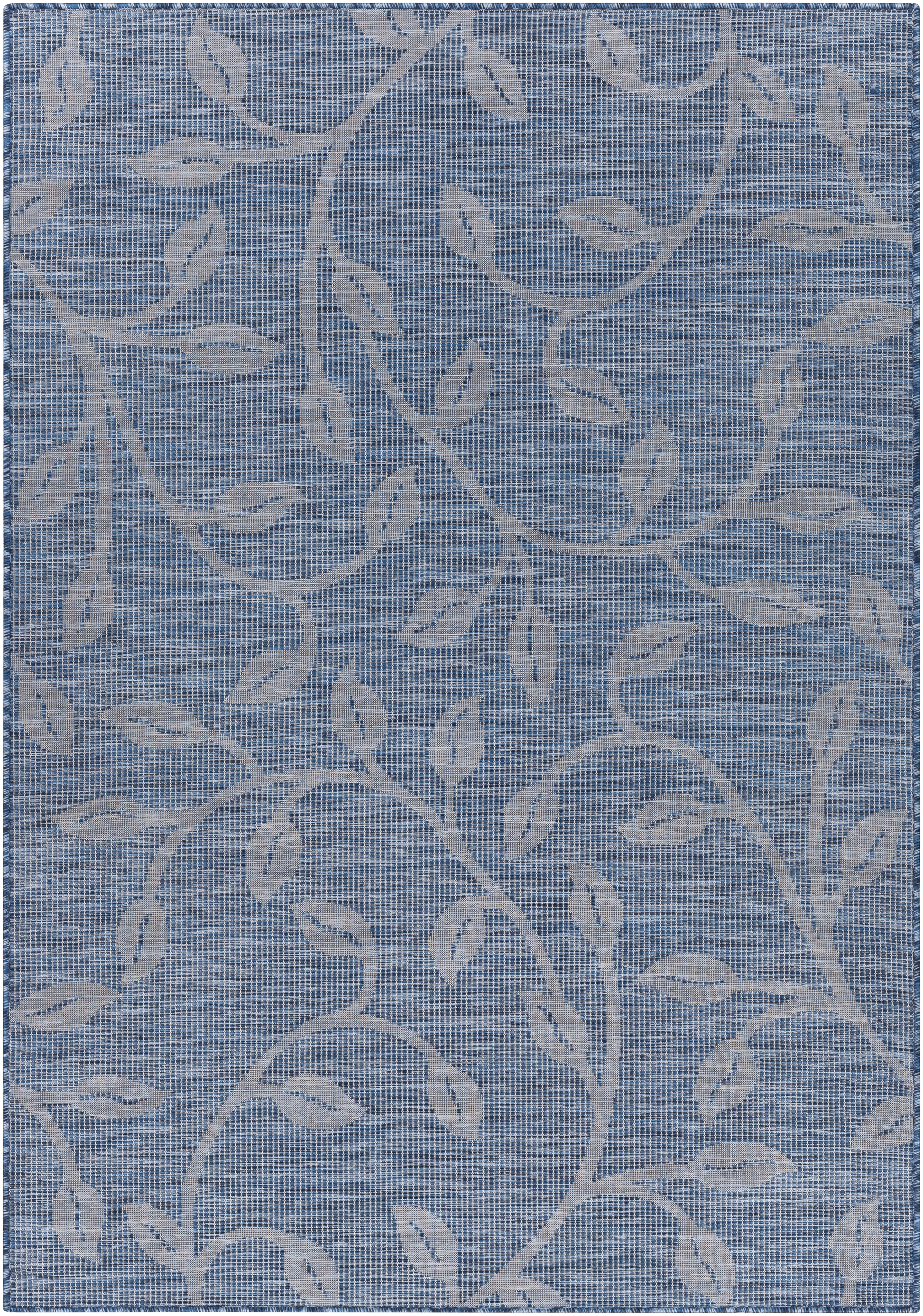 Pasadena Blue Outdoor 6'4" x 9' Machine Woven Rug - Image 0
