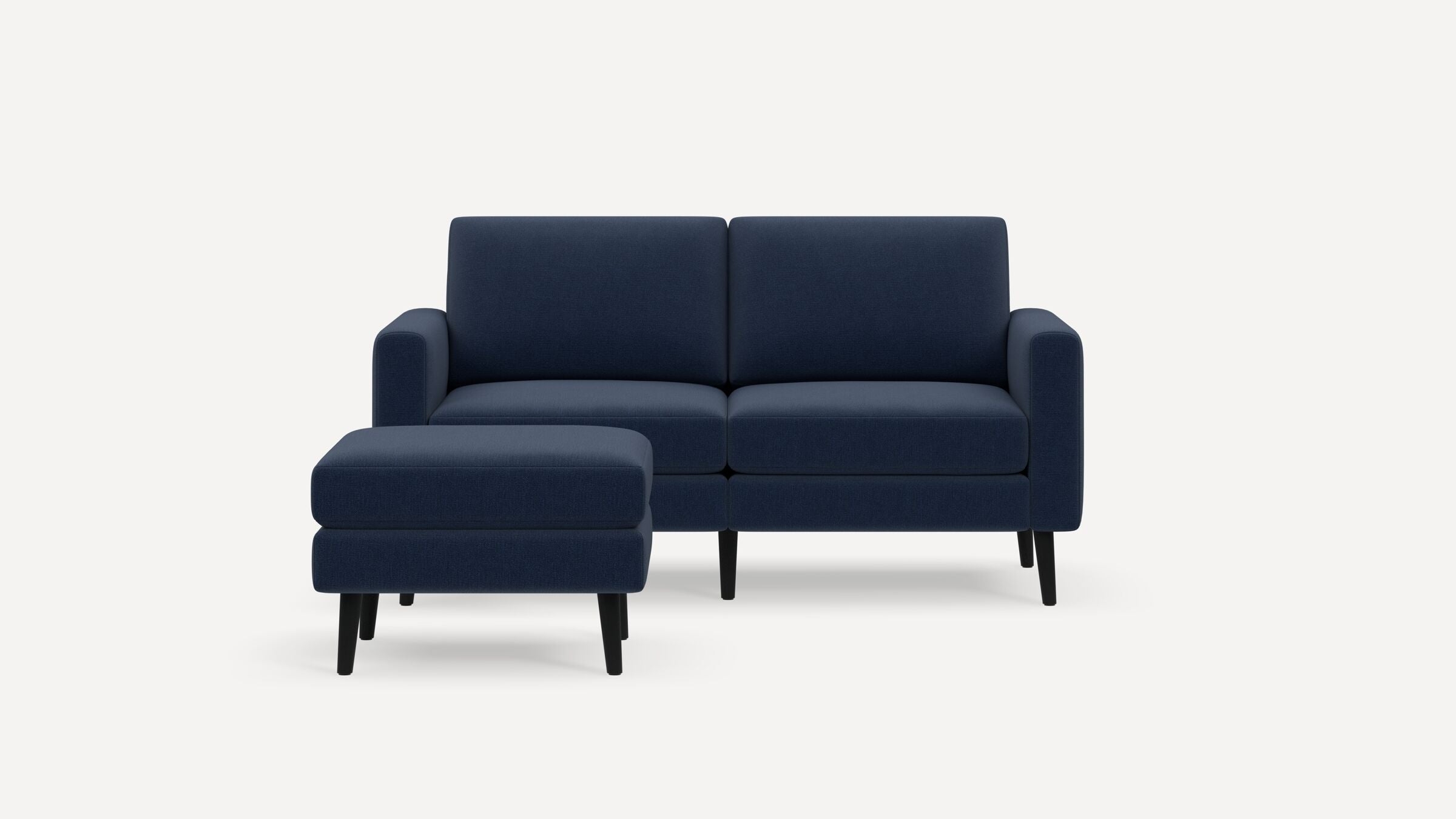 Nomad Loveseat with Ottoman - Navy Blue - Performance Flatweave / Ebony - Wood / Block - Image 0