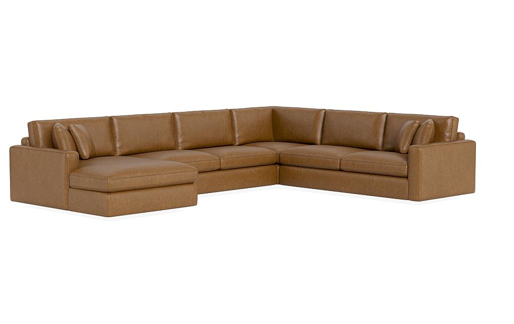 James Leather 4-Piece 5-Seat Corner Chaise Sectional Left - Image 1