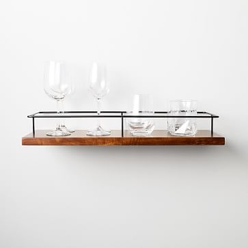 Metal Outline Wine Glass Shelf, Dark Bronze - Image 0