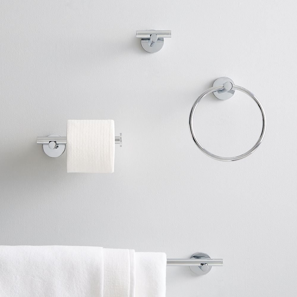 Modern Overhang Bath Hardware, Set Of 4, Matte Black, 24" Towel Bar, Hook, Towel Ring, Tissue Holder - Image 2