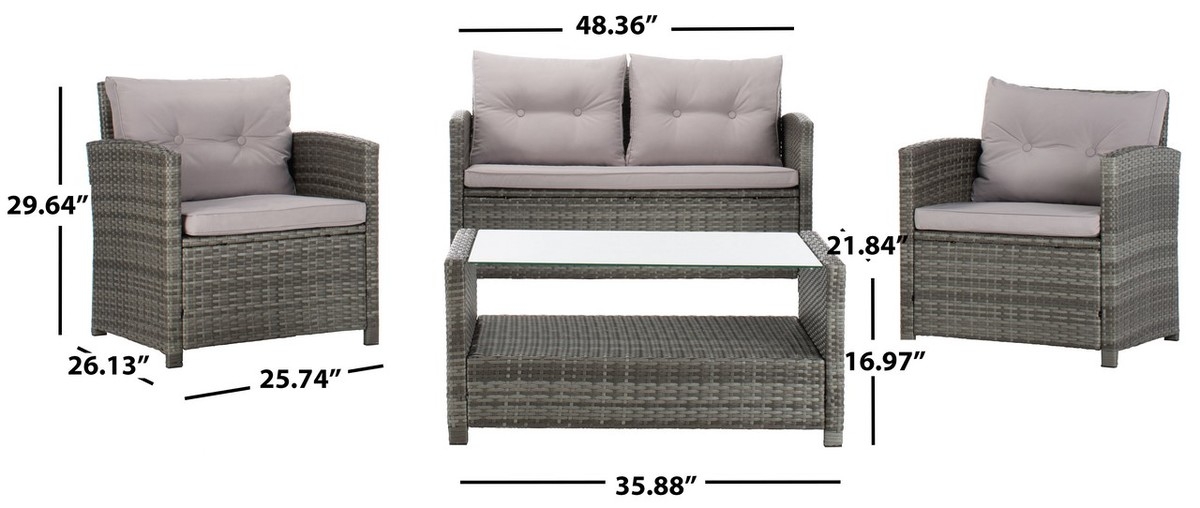 Vellor 4Pc Living Set - Grey / Grey - Safavieh - Image 9