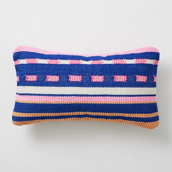 Bole Road Dash Stripe Indoor/Outdoor Pillow, Cobalt, 12"x21" - Image 0