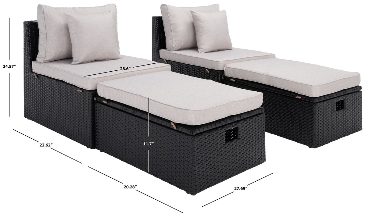 Pramla Outdoor Sette With Otto - Black/Light Grey - Safavieh - Image 9