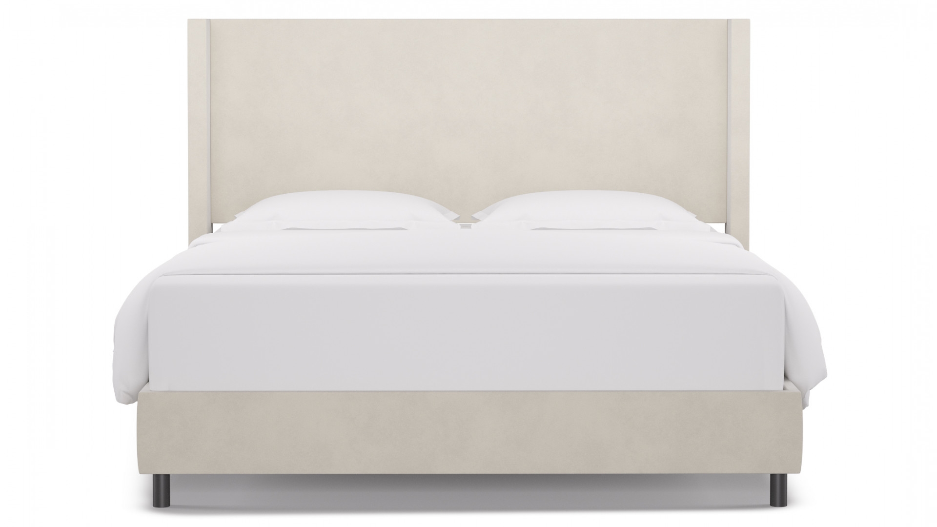 Modern Wingback Bed | King | White Velvet - Image 0
