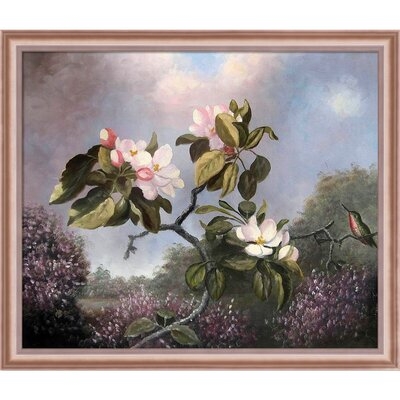 Apple Blossoms And Hummingbird By Martin Johnson Heade With Rose Gold Classico Frame, 23" X 27" - Image 0