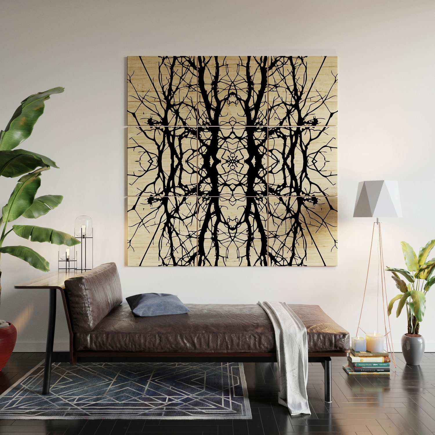 Tree Silhouette Black by Holli Zollinger - Wood Wall Mural4' x 4' (Nine 16" Wood Squares) - Image 4