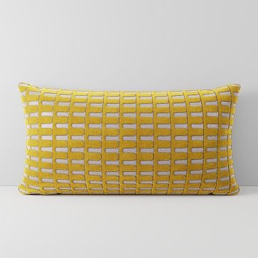 Cut Velvet Archways Pillow Cover, 14"x26", Dark Horseradish - Image 0