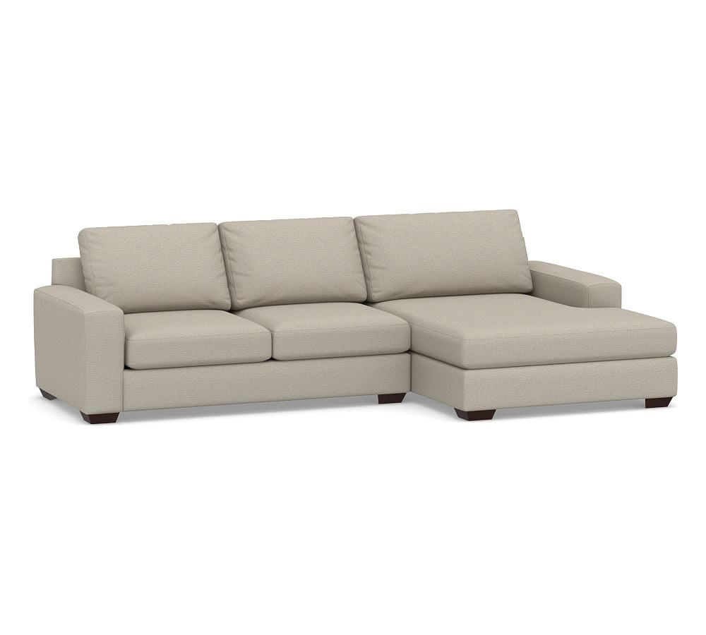 Big Sur Square Arm Upholstered Left Arm Loveseat with Double Chaise Sectional, Down Blend Wrapped Cushions, Performance Boucle Fog - Image 0