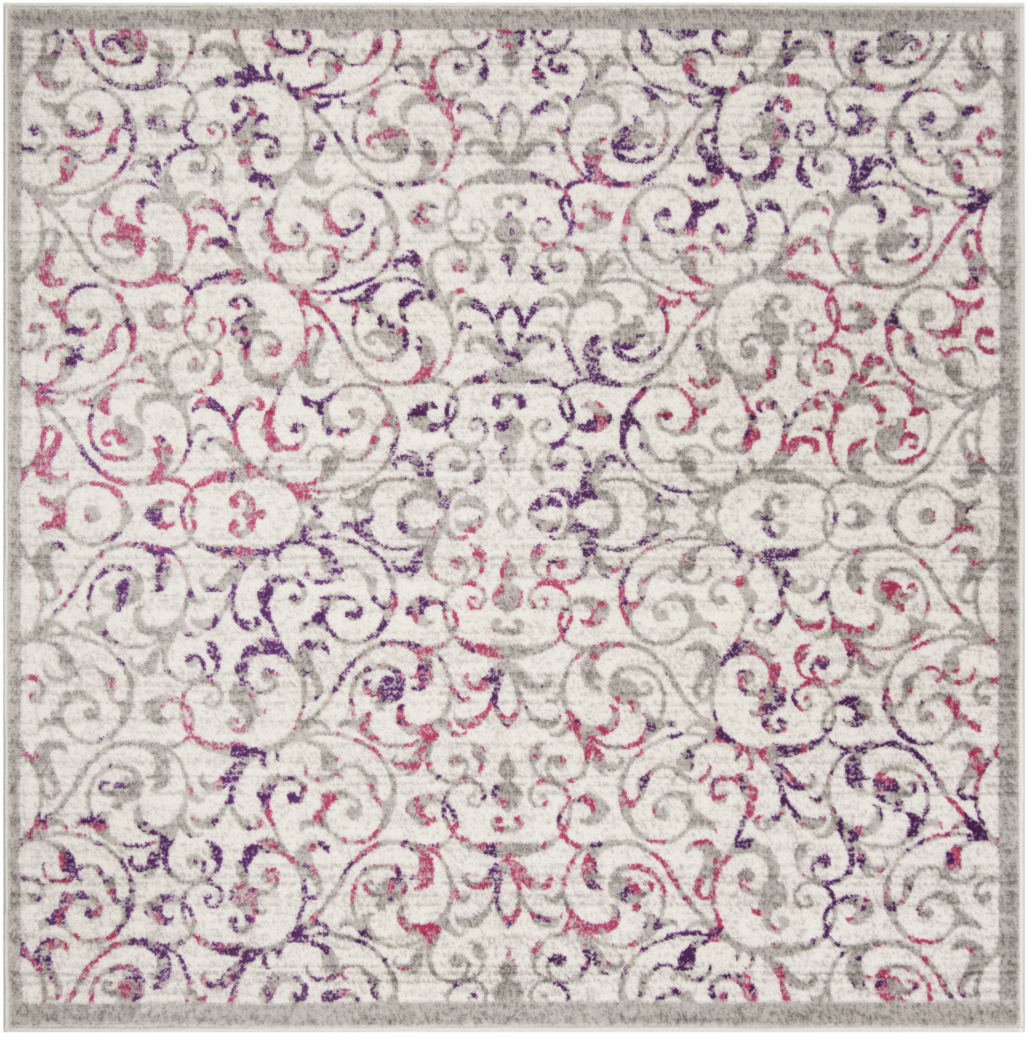 Arlo Home Woven Area Rug, SKY198F, Ivory/Pink,  6' 7" X 6' 7" Square - Image 0