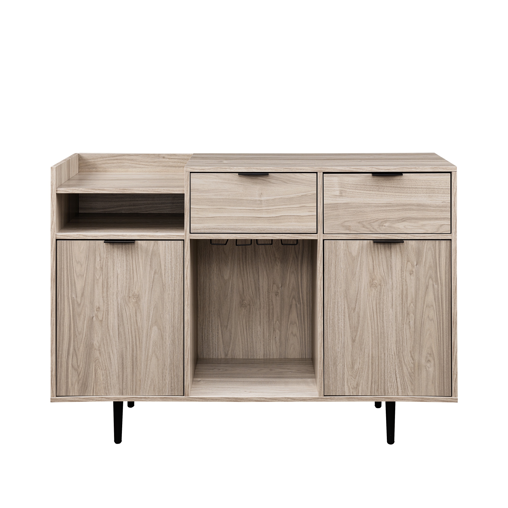 48" Modern 2-Drawer and 2-Door Bar Cabinet - Birch - Image 1