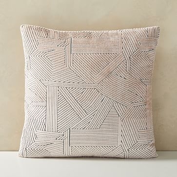 Linear Cut Velvet Pillow Cover, 20"x20", Misty Rose - Image 0