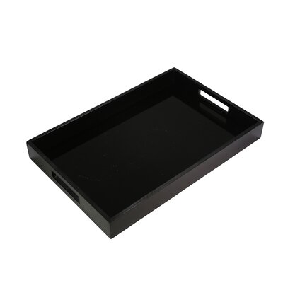 Bradshaw 18" Simple Black Serving Tray - Contemporary Decorative Wood and Glass Serving Tray - Image 0