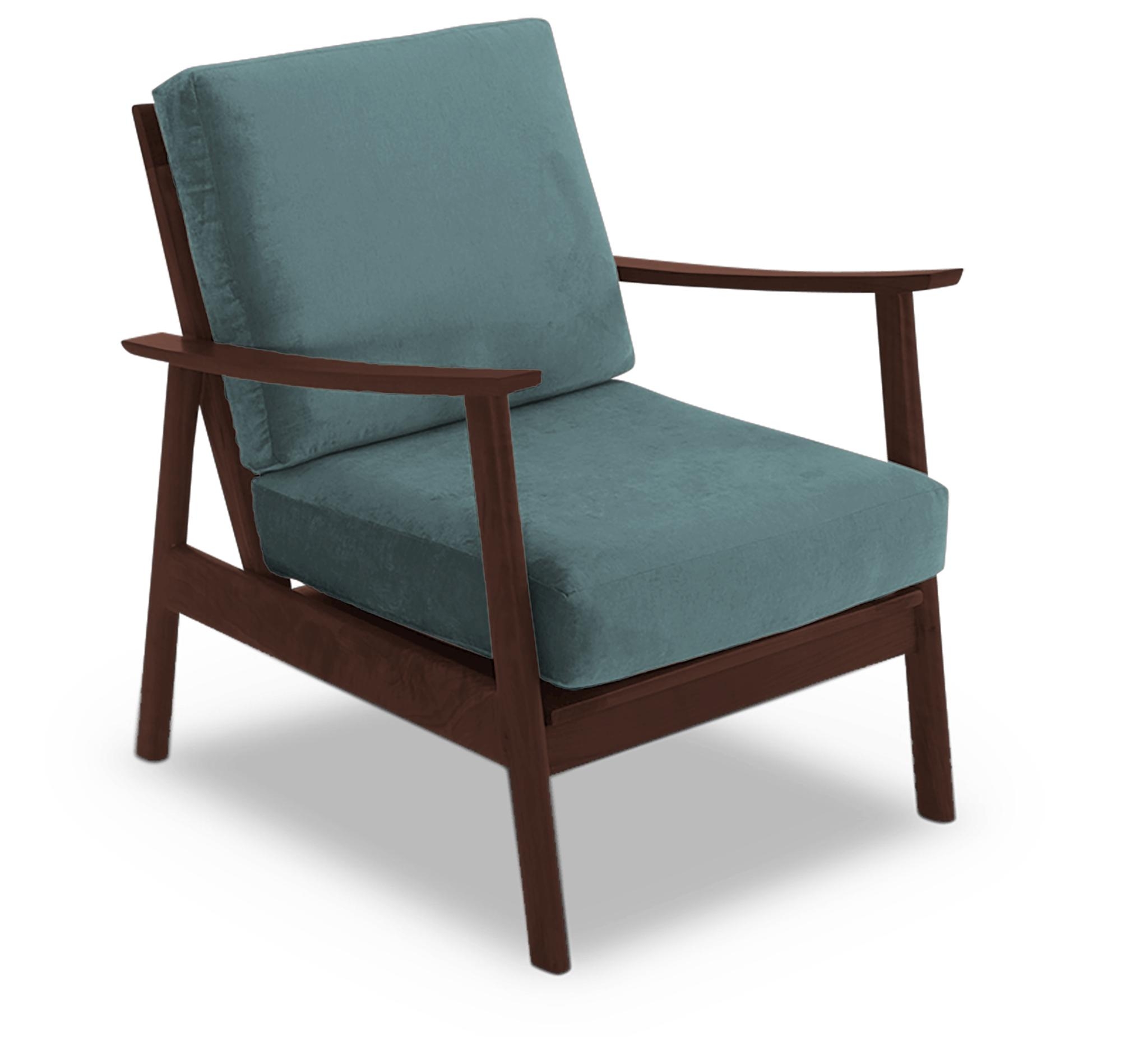 Blue Paley Mid Century Modern Chair - Dawson Slate - Walnut - Image 1