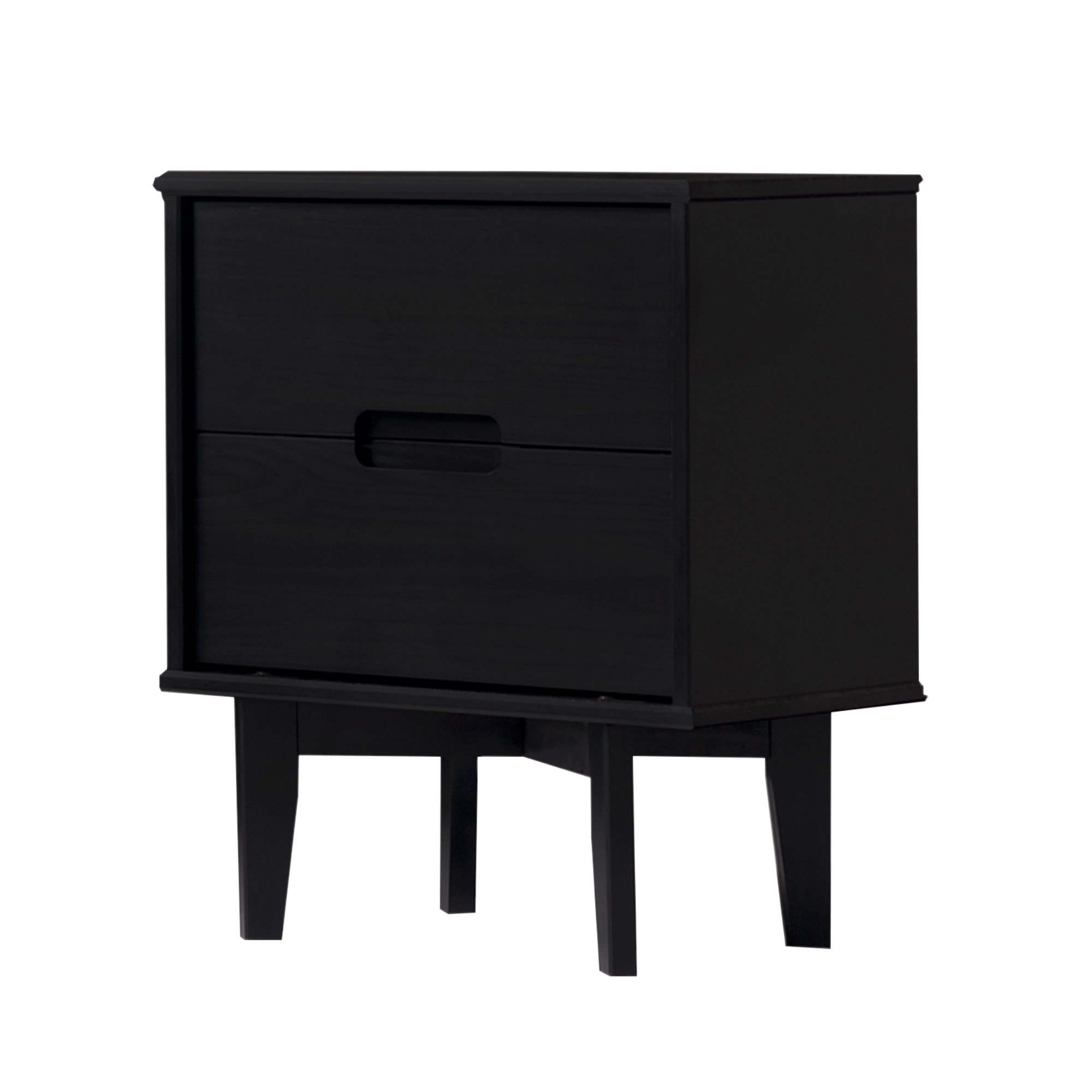 2-Drawer Groove Handle Solid Wood Nightstand – Black - Image 6