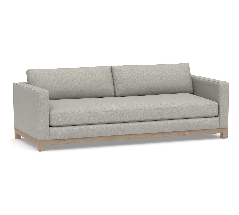 Jake Upholstered Grand Sofa 2x1 96" with Wood Base, Polyester Wrapped Cushions, Performance Boucle Pebble - Image 0