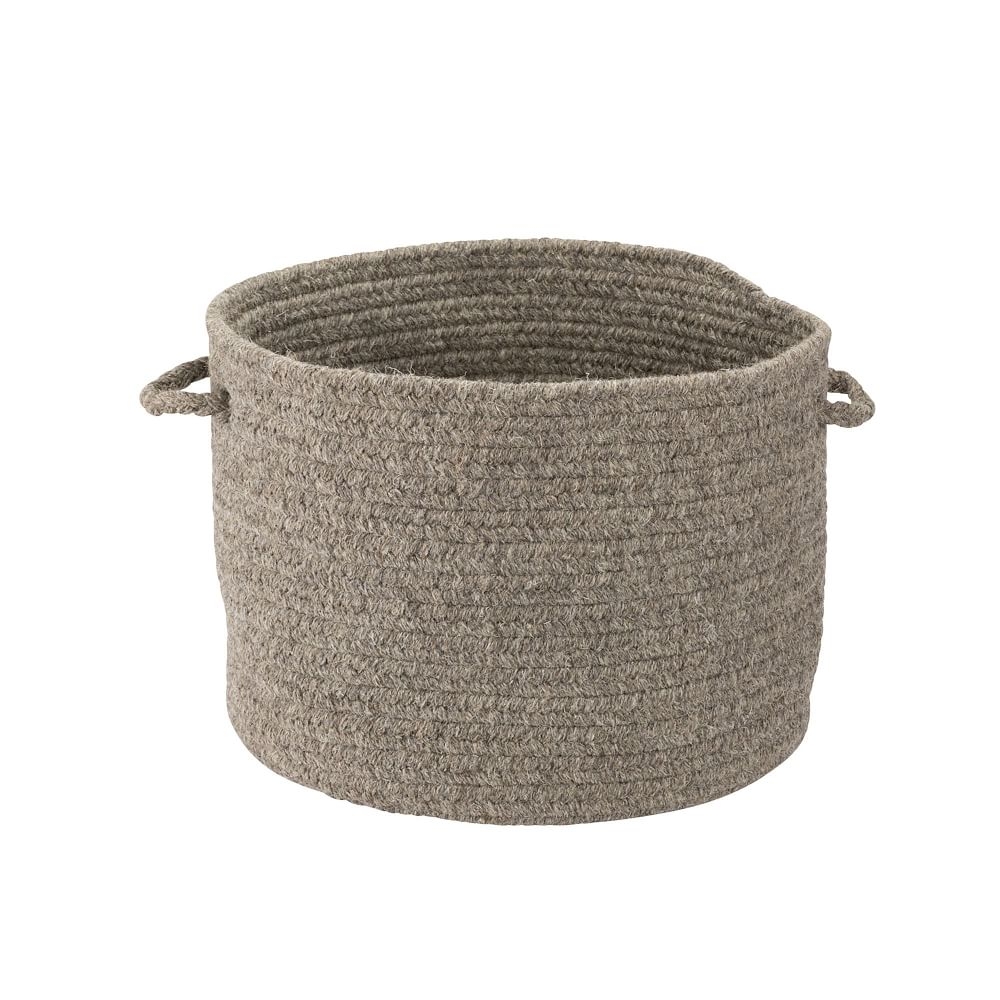 Natural Wool Basket, Dark Gray, Medium, 16"D x 12"H - Image 0