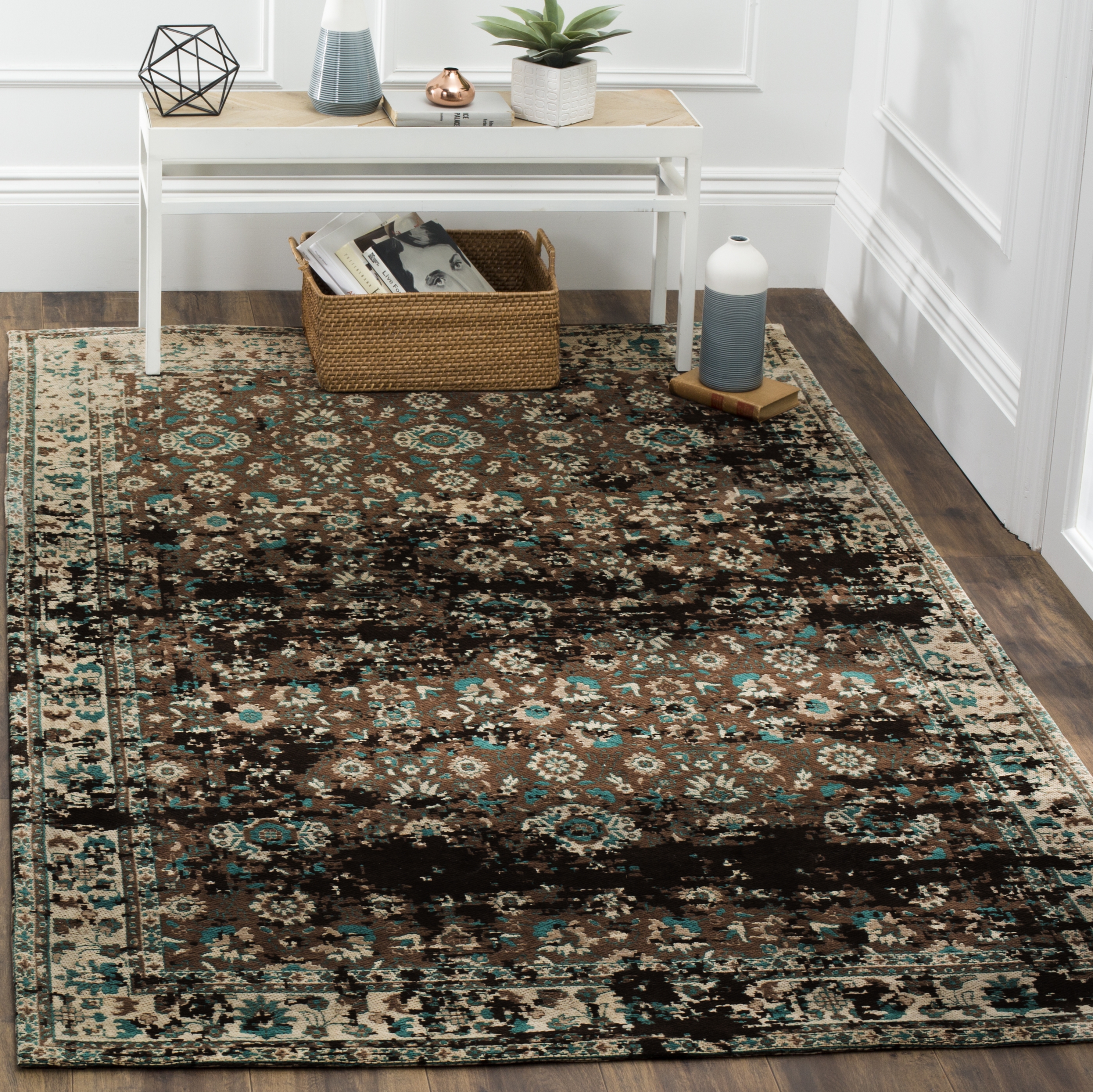 Arlo Home Woven Area Rug, CLV226A, Teal/Beige,  5' X 8' - Image 1