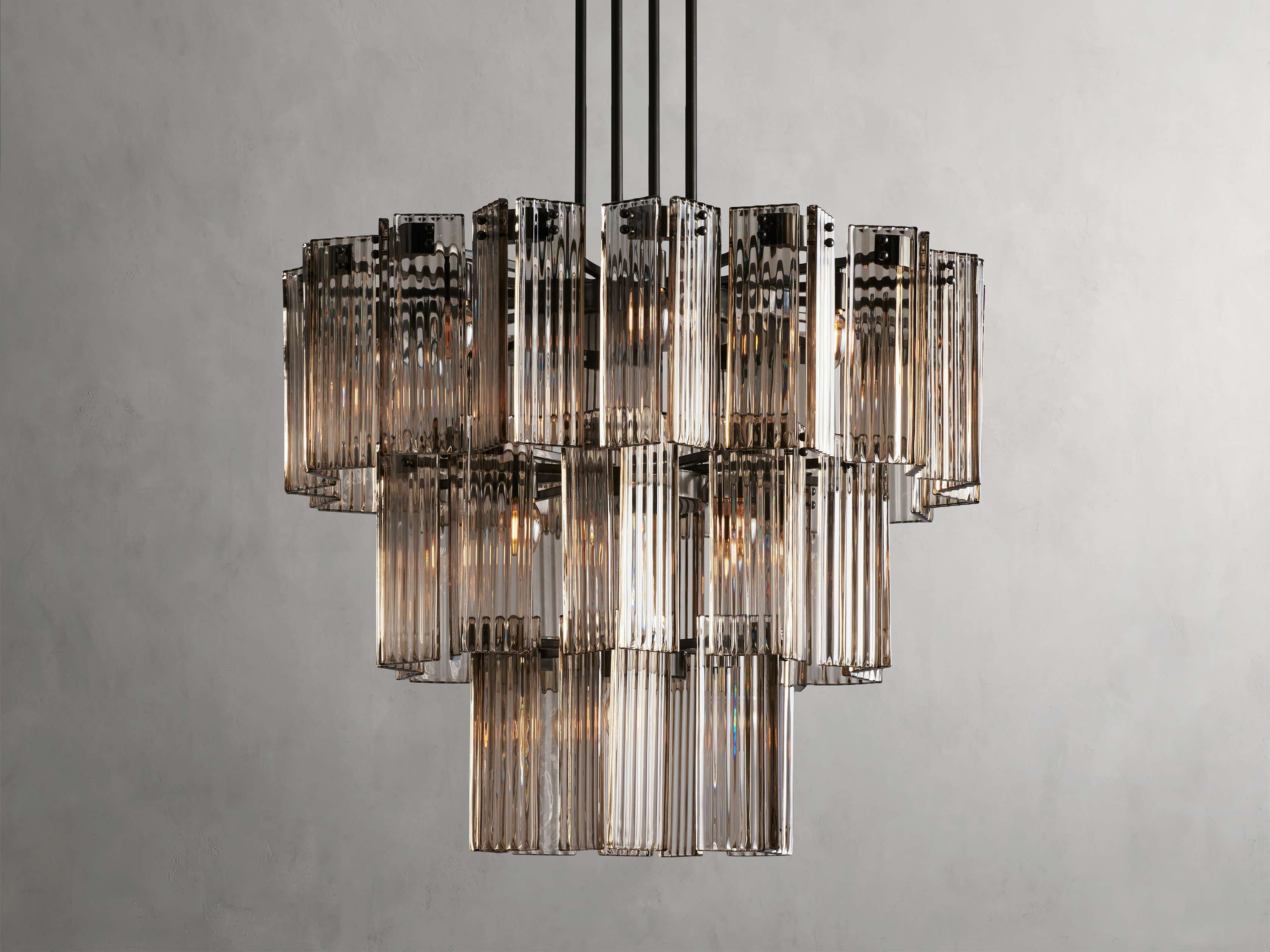 Delsie Round Chandelier in Glass 38" Bronze /Smoke - Image 0