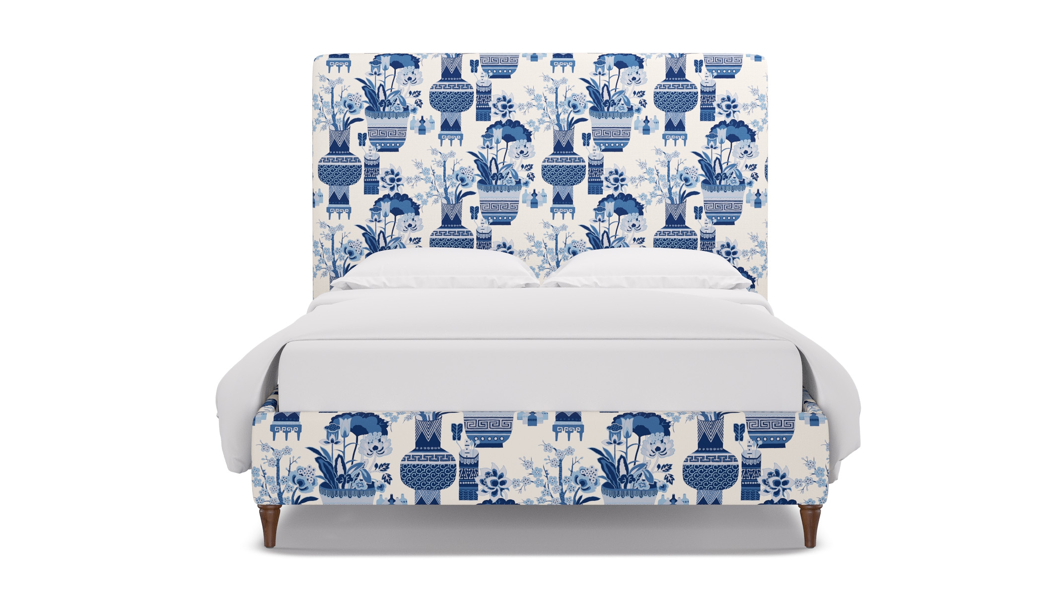 Classic Bed, Delft Kan-Shie, Walnut Decorative Tapered Leg, Queen - Image 0