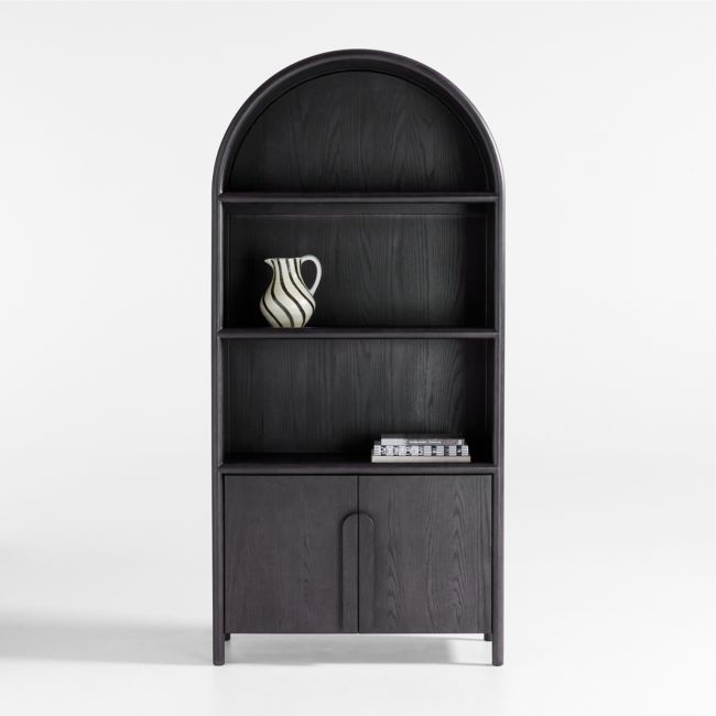 Annie 38" Charcoal Brown Wood Storage Bookcase with Shelves by Leanne Ford - Image 0