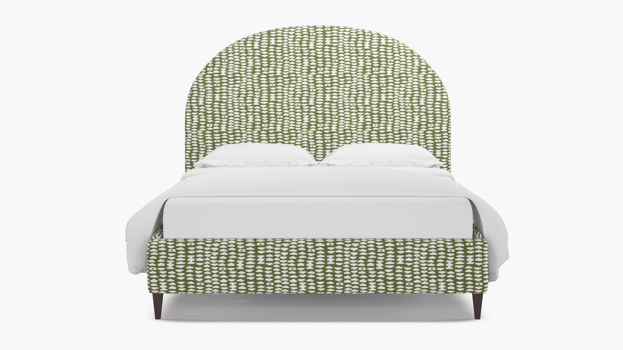 Demilune Bed, Olive Odalisque, Espresso Square Tapered Leg, King - Image 0