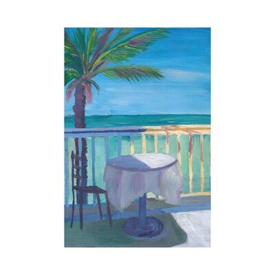 Seaview Cafe Table At The Caribbean With Palm - Dreamaway To Hideaway by Markus & Martina Bleichner - Wrapped Canvas Gallery-Wrapped Canvas Giclée - Image 0