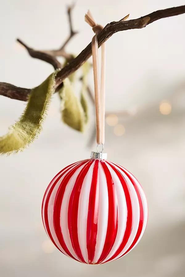 Peppermint Candy Ball Glass Ornament - Image 0