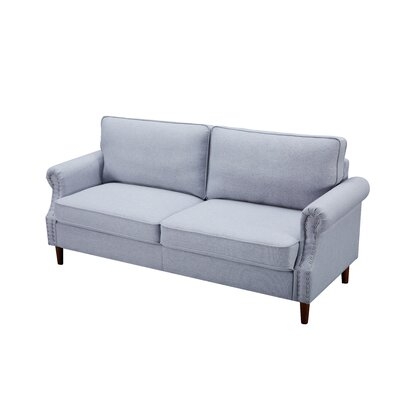 Magdalyn 76.4'' Premium Light Gray 3-Seat Sofa With Round Armrest - Image 0